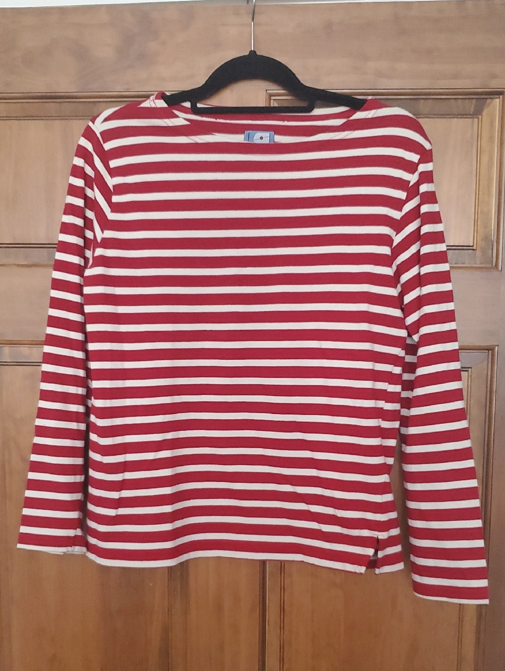 Red & White Breton Striped MOUSQUETON Long Sleeve Tee SZ XS 100% Cotton